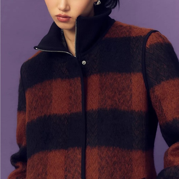 Anthropologie NVLT Black and Brown Checkered Coat - Picture 3 of 7